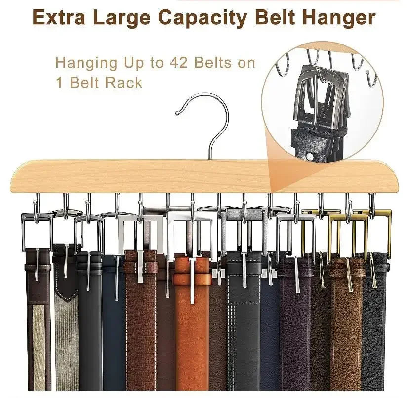 Wooden Belt and Scarf Rack Organizer – Wardrobe Hanger for Belts, Ties, and Accessories, Men’s and Women’s Clothing Storage   2/2