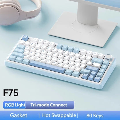 AULA F75 75% Mechanical Gaming Keyboard – 2.4G Wireless, Bluetooth, Wired, RGB, OEM Profile, Gasket Structure