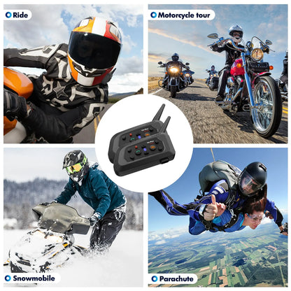 XINOWY V6 Plus Motorcycle Helmet Bluetooth Headset – 1200M Waterproof Intercom Communicator for 6 Riders