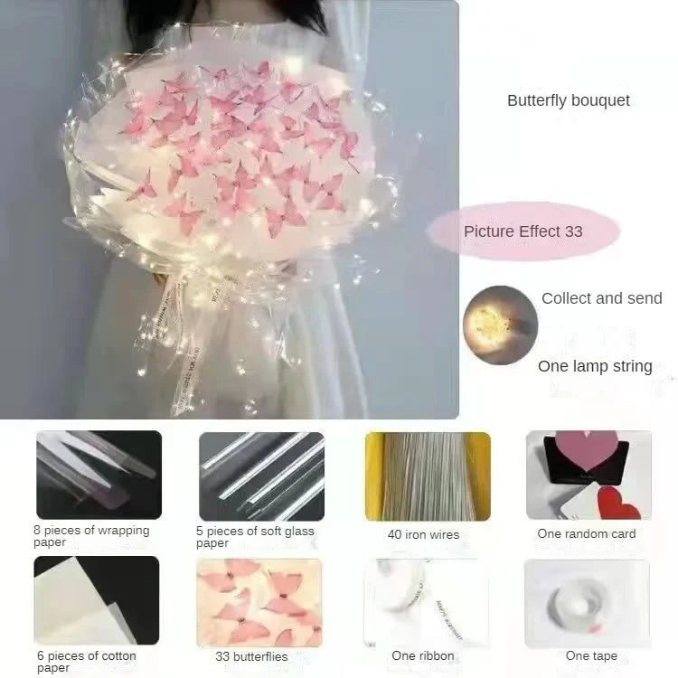 Butterfly Bouquet DIY – Handmade Artificial Flowers, Thoughtful Gift for Girlfriend, Birthday, Proposal & Wedding Decoration