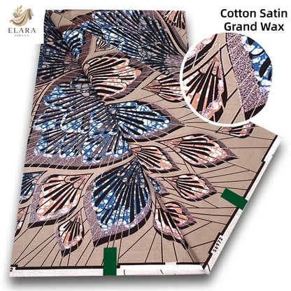African Glitter Wax Print Fabric - 6 Yards Pink Gold Ankara Cotton Batik Material for Uniforms