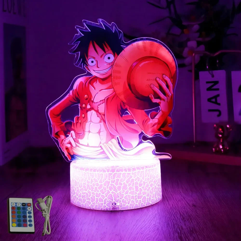 One Piece Luffy & Zoro Action Figures — 3D PVC Anime Lamp, LED Night Light Collectible Toy, Christmas Gift for Kids
