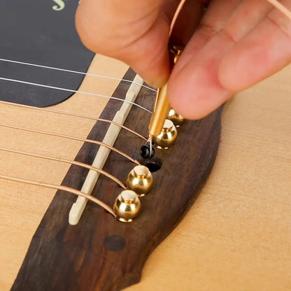 6 Pcs Brass Guitar Bridge Pins – String Pegs with Bridge Pin Puller, Guitar Parts Replacement
