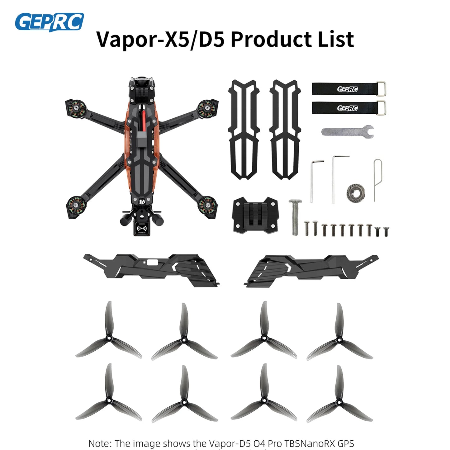 GEPRC Vapor-X5 D5 HD FPV Drone 5" – 4K 120fps Recording, O4 Air Unit, 2207E 1960KV Motor, Freestyle Quadcopter