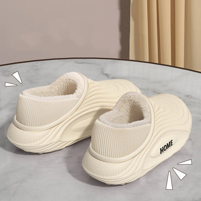 Warm Plush EVA Slippers for Men & Women – Waterproof Non-Slip Winter Platform Indoor/Outdoor Furry Home Slippers Casual Comfort Shoes