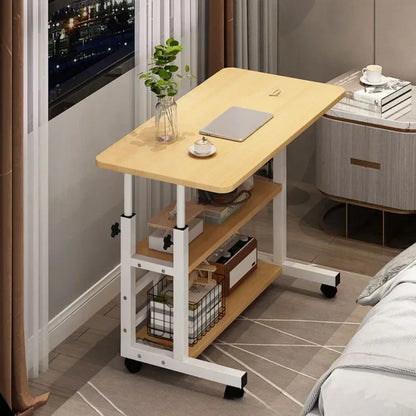 Adjustable Laptop Desk with Wheels - Portable Mobile Computer Table for Bedroom, Office & Study