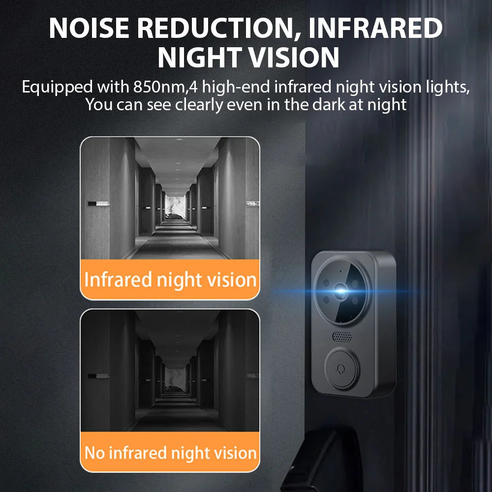 4.3" Wireless Video Doorbell — HD IPS Screen, 2.4G WiFi, Smart Intercom, Two-Way Talk, Night Vision