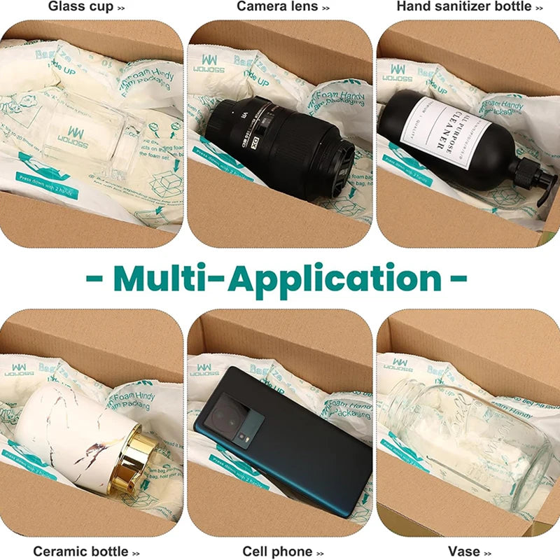 4pcs/8pcs Fragile Expanding Foam Protective Bags – Quick Foam Packing Wrap for Car Accessories & Glass Protection
