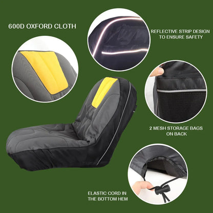 Heavy Duty 600D Oxford Waterproof Lawn Mower Seat Cover, Durable Universal Tractor Riding Seat Protector Cover