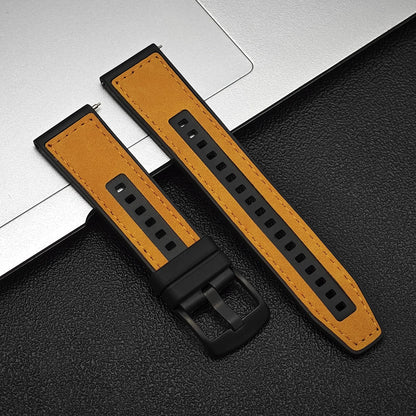 Leather Watch Strap 20mm/22mm - Vintage Replacement Band for Samsung Galaxy Watch 7/6/5/4 and Xiaomi Redmi Watch 3 Lite/Active