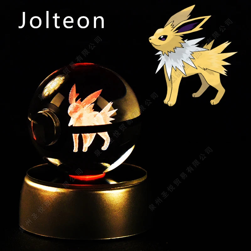 Pokémon Crystal Ball Night Light - 3D Pikachu Gengar Mewtwo Glass Lamp Statue Kids Birthday Gift