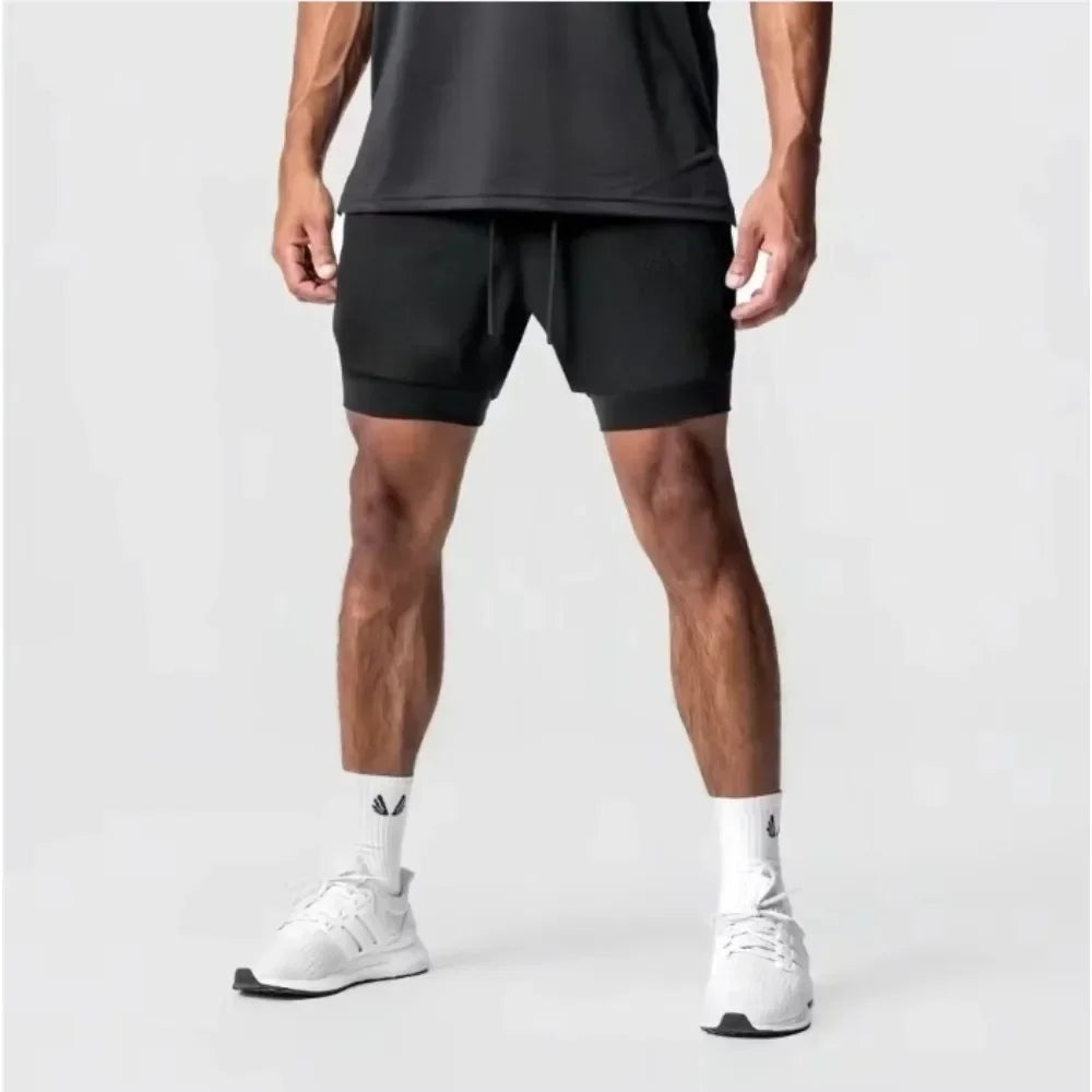 Dragon Ball Men's Double-Layer Shorts - Son Goku Anime Quick-Dry Sports & Fitness Shorts