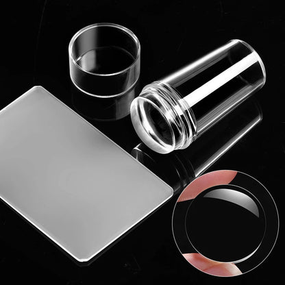Clear Jelly Nail Stamper Set - Silicone Nail Art Stamp Tool with Scraper for Manicure Designs