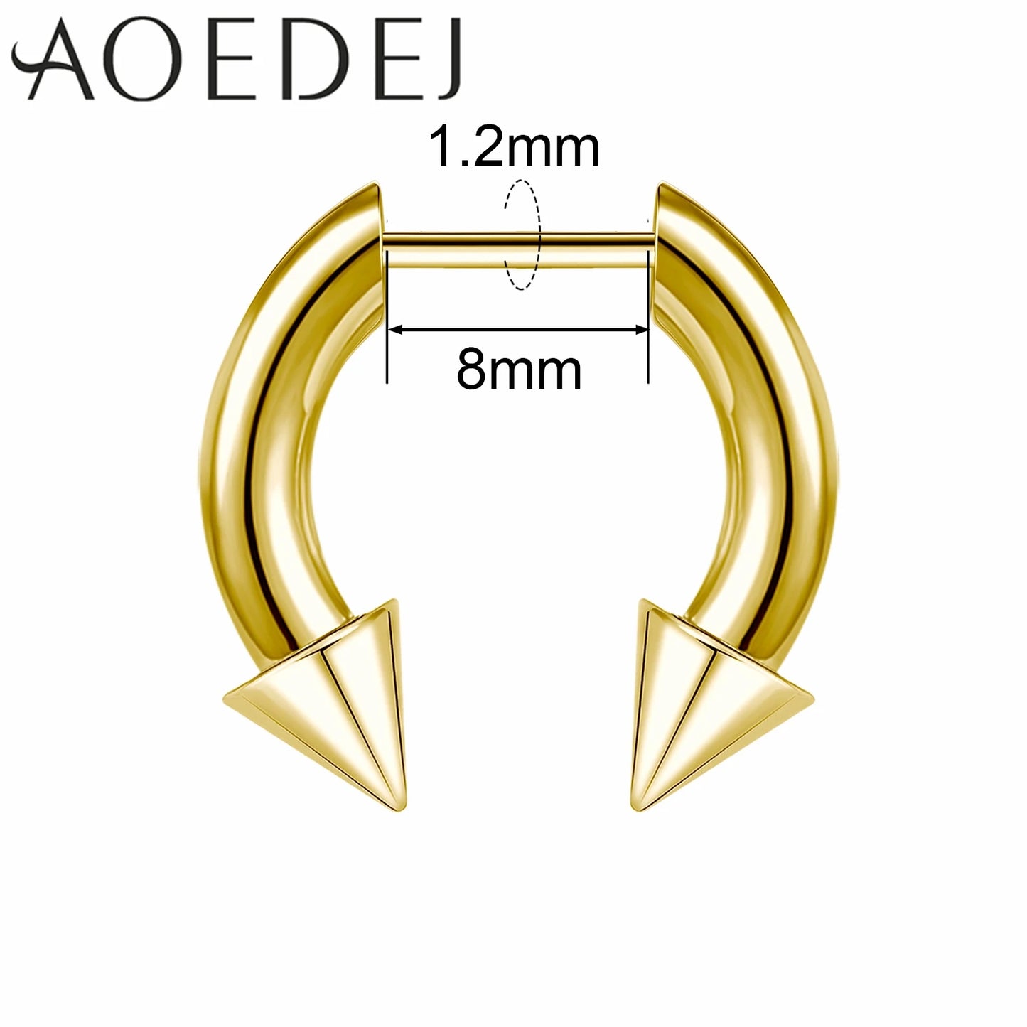AOEDEJ 16G Stainless Steel Plug-In Style Nose Ring – Spike Ox Horn Septum Ring for Men & Women Large Gauge Body Piercing (8–10mm) Single Piece