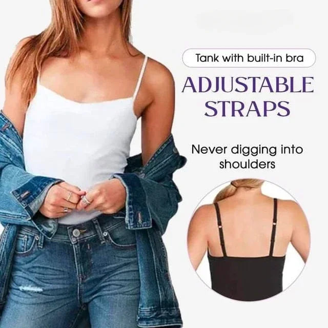 Women Cami Bra Top - Built-In Padded Bra Camisole Vest for Sleepwear, Home Wear & Casual Style