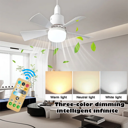 30W E27 Ceiling Fan Light with Remote - LED Dimming Function, Intelligent Silent Fan for Bedroom & Living Room