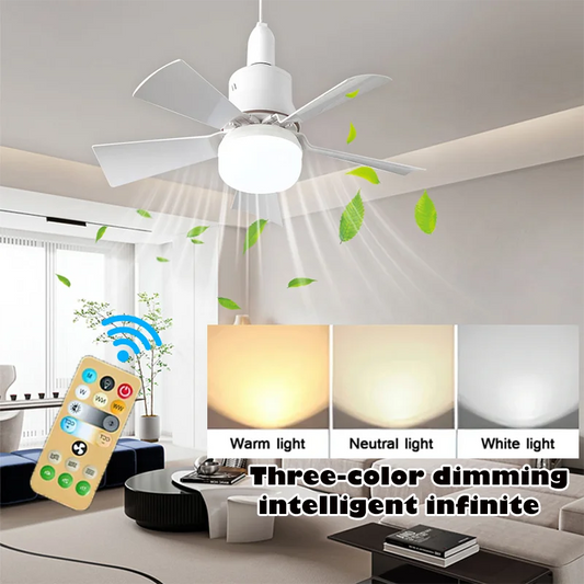 30W E27 Ceiling Fan Light with Remote - LED Dimming Function, Intelligent Silent Fan for Bedroom & Living Room