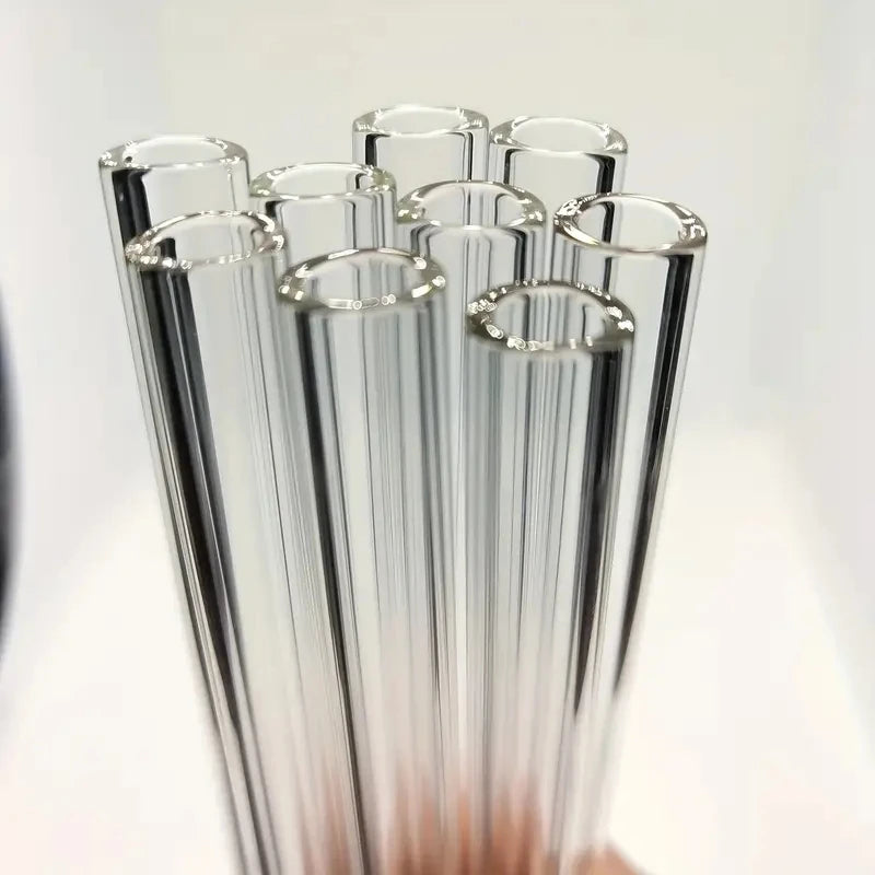 7Pcs 4 Inch Borosilicate Glass Tubes with Bubble End – Heat Resistant Clear Drinking Straws Set, High Safety and Durable Use