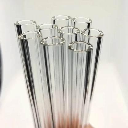7Pcs 4 Inch Borosilicate Glass Tubes with Bubble End – Heat Resistant Clear Drinking Straws Set, High Safety and Durable Use
