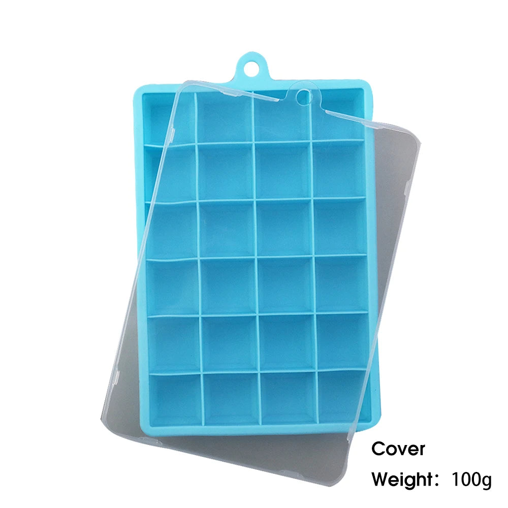 24-Hole Silicone Ice Tray — Square Mold for Ice, Food, Cheese, Jelly, with or without Lid