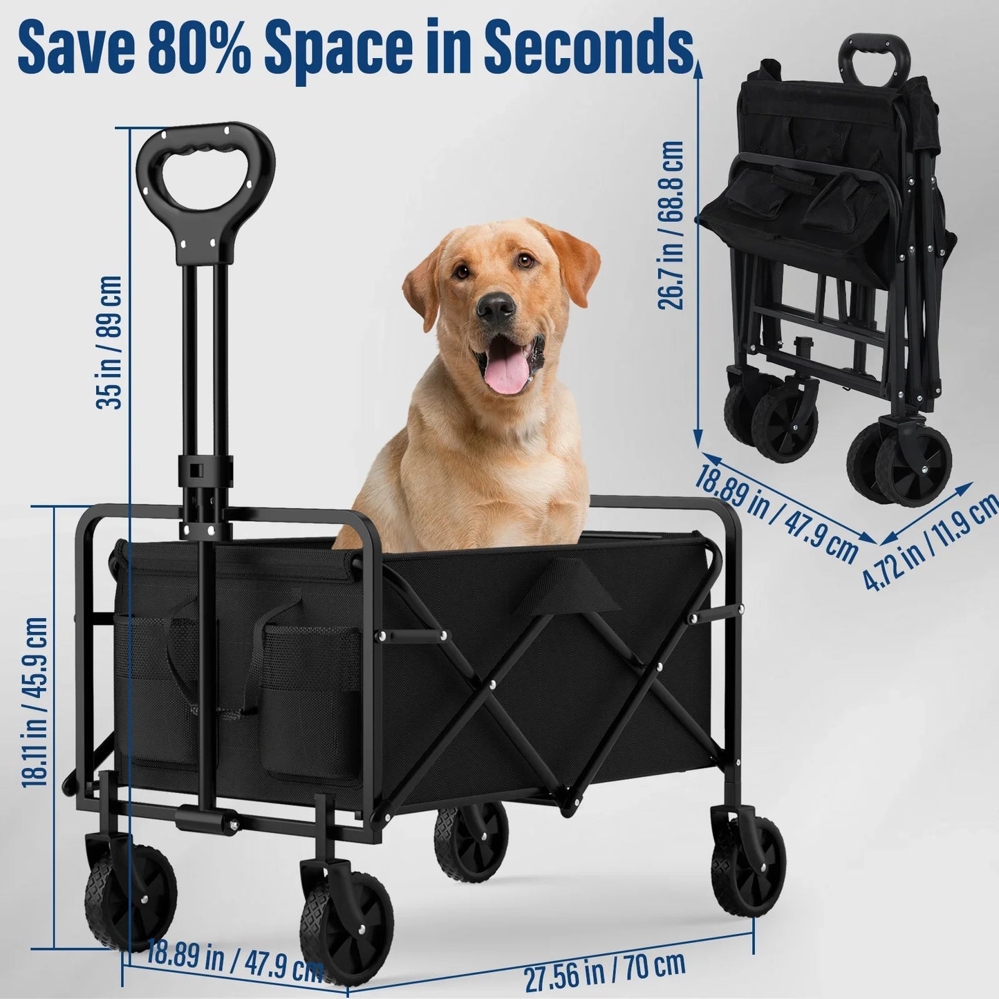 Outdoor Camping Handcart – Foldable Wheels for Easy One-Hand Operation, Portable Cargo Transport for Hiking & Adventures