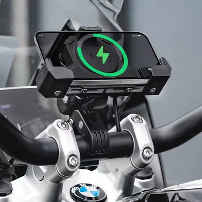 MOTOWOLF Motorcycle Shock Absorbing Phone Holder – Triangular Wireless Charging Navigation Mount