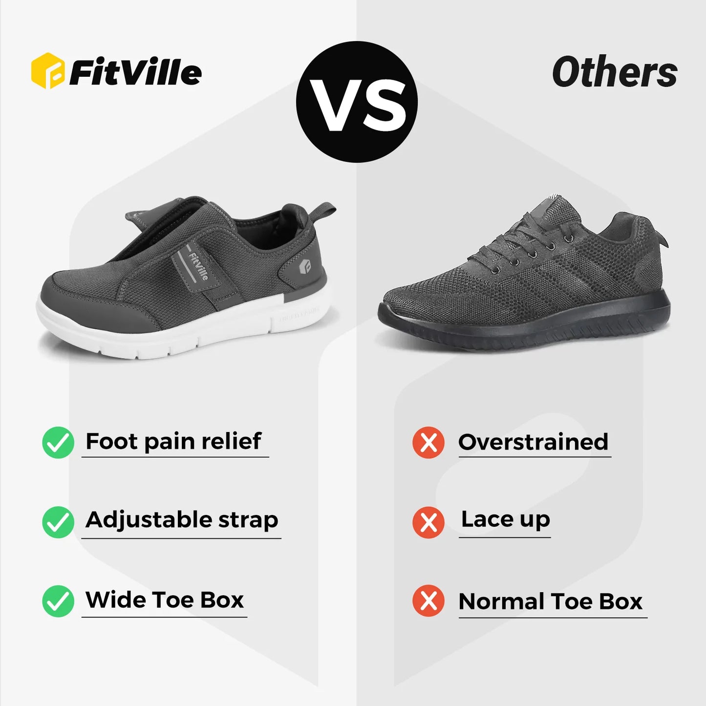 FitVille Extra Wide Diabetic Walking Shoes for Men, Hook & Loop Adjustable Comfort Shoes for Swollen Feet, Neuropathy & Pain Relief
