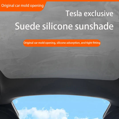 Electrostatic Sunshade for Tesla Model 3 & Y – Ice Cloth Sunroof Front & Rear Glass Skylight Interior Cooling Shade