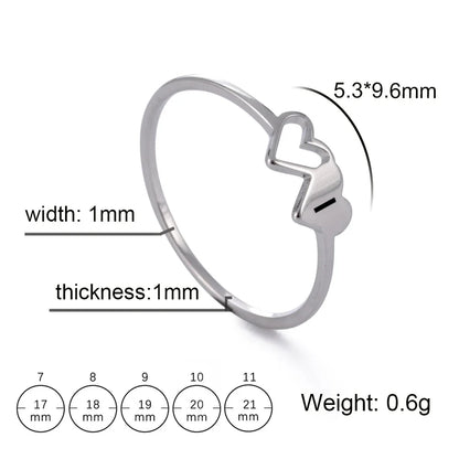 HIPEE Stainless Steel Letter Ring - A-Z Alphabet Double Heart Hollow Charm Ring for Women Wedding Jewelry Gift