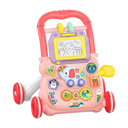 Baby Toddler Push Walker Toy – Interactive Musical Montessori Activity Walker with Lights and Safety Brake