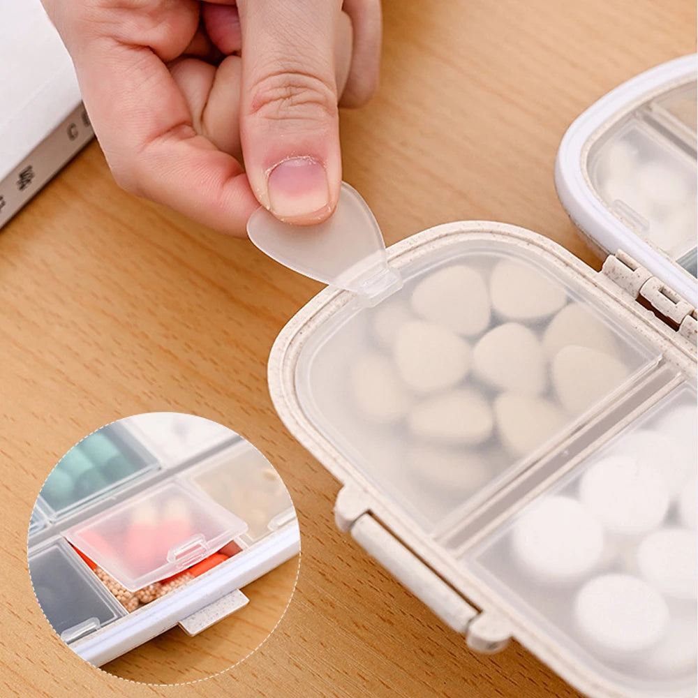 8-Compartment Travel Pill Organizer – Moisture-Proof Pill Case, Portable Medicine & Vitamin Holder for Purse