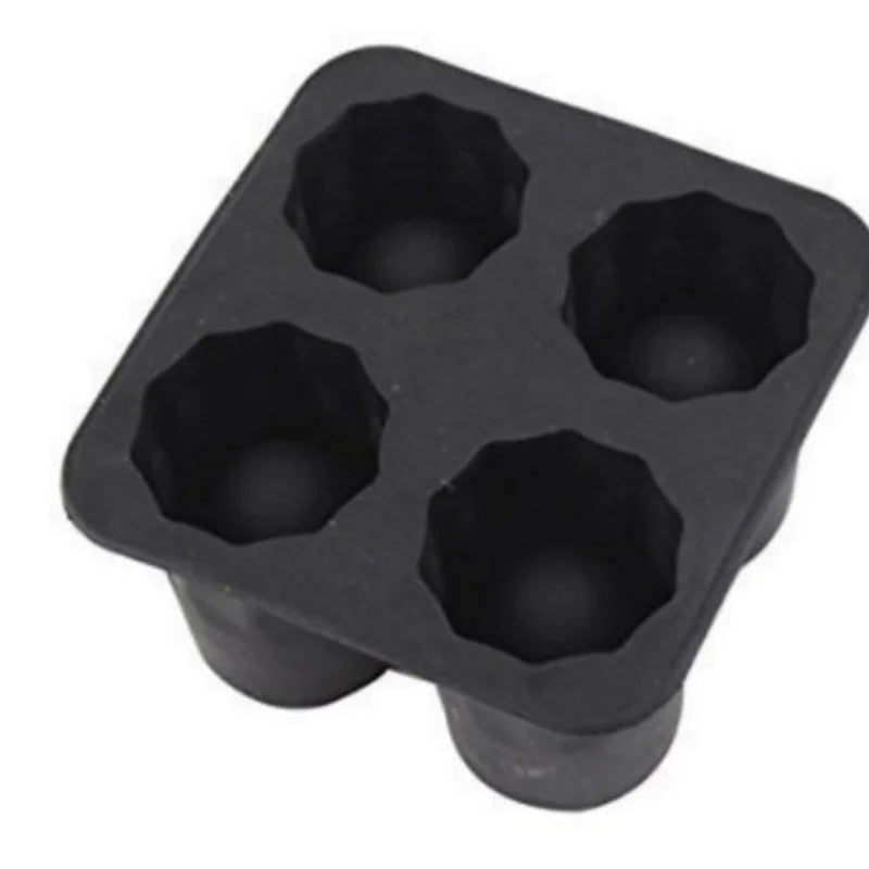 Silicone 4-Hole Ice Cube Mold – Round Press Ice Block Maker for Whiskey, Beer, and Bar Kitchen Use