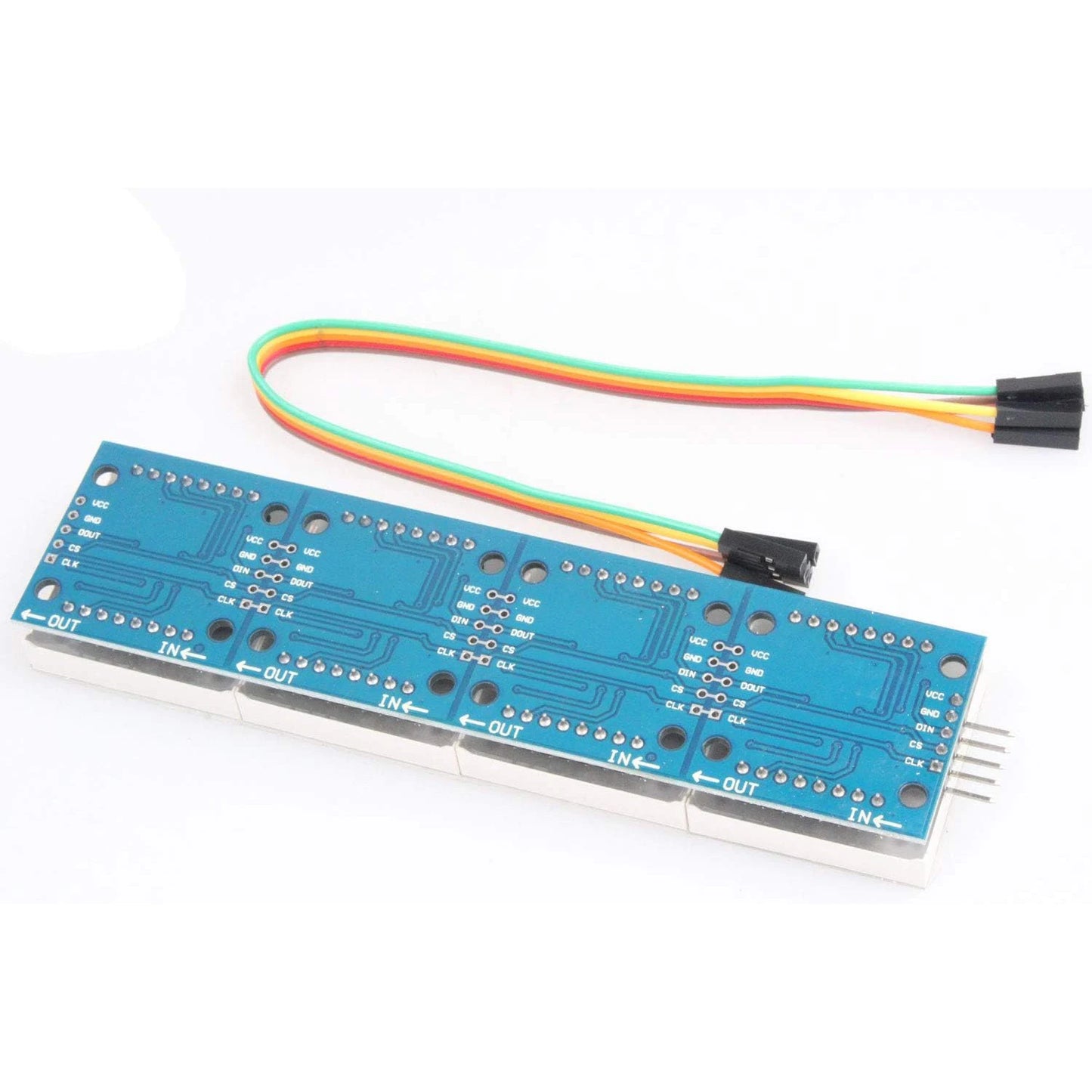 MAX7219 LED Dot Matrix Module - 4-in-1 Red Display with 5-Pin Cable for Arduino DIY Projects & Christmas Decorations