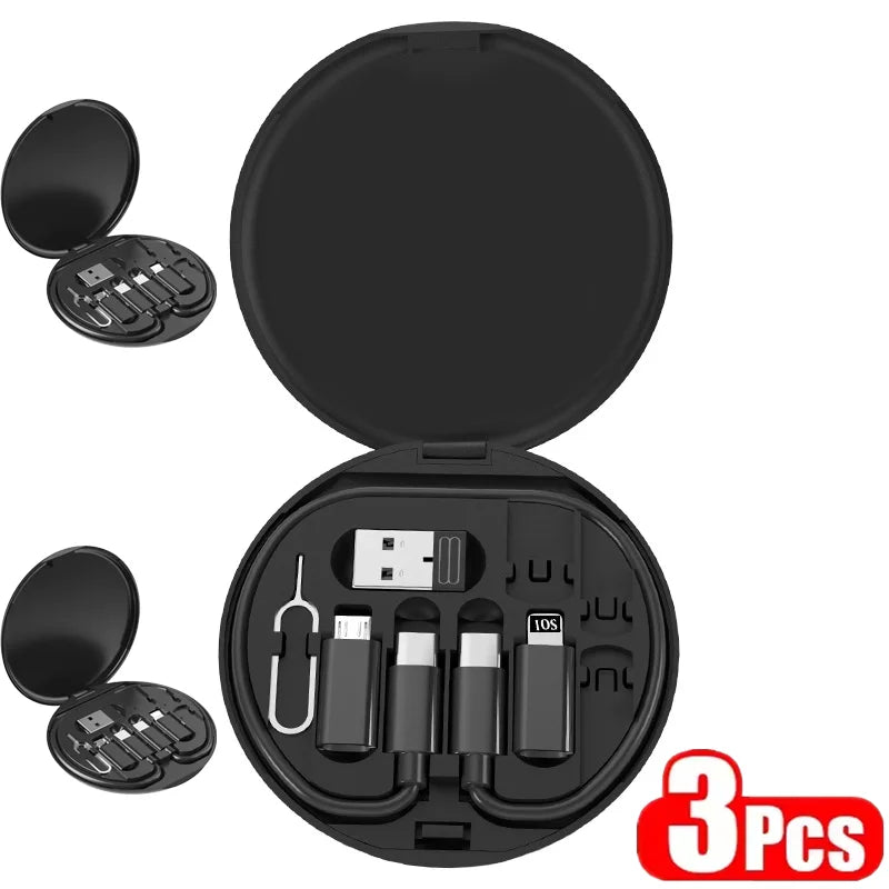 Multi USB-C 60W Charging Cable Kit - USB-A and USB-C Adapter Set for Lightning, Micro USB, and Type-C Devices