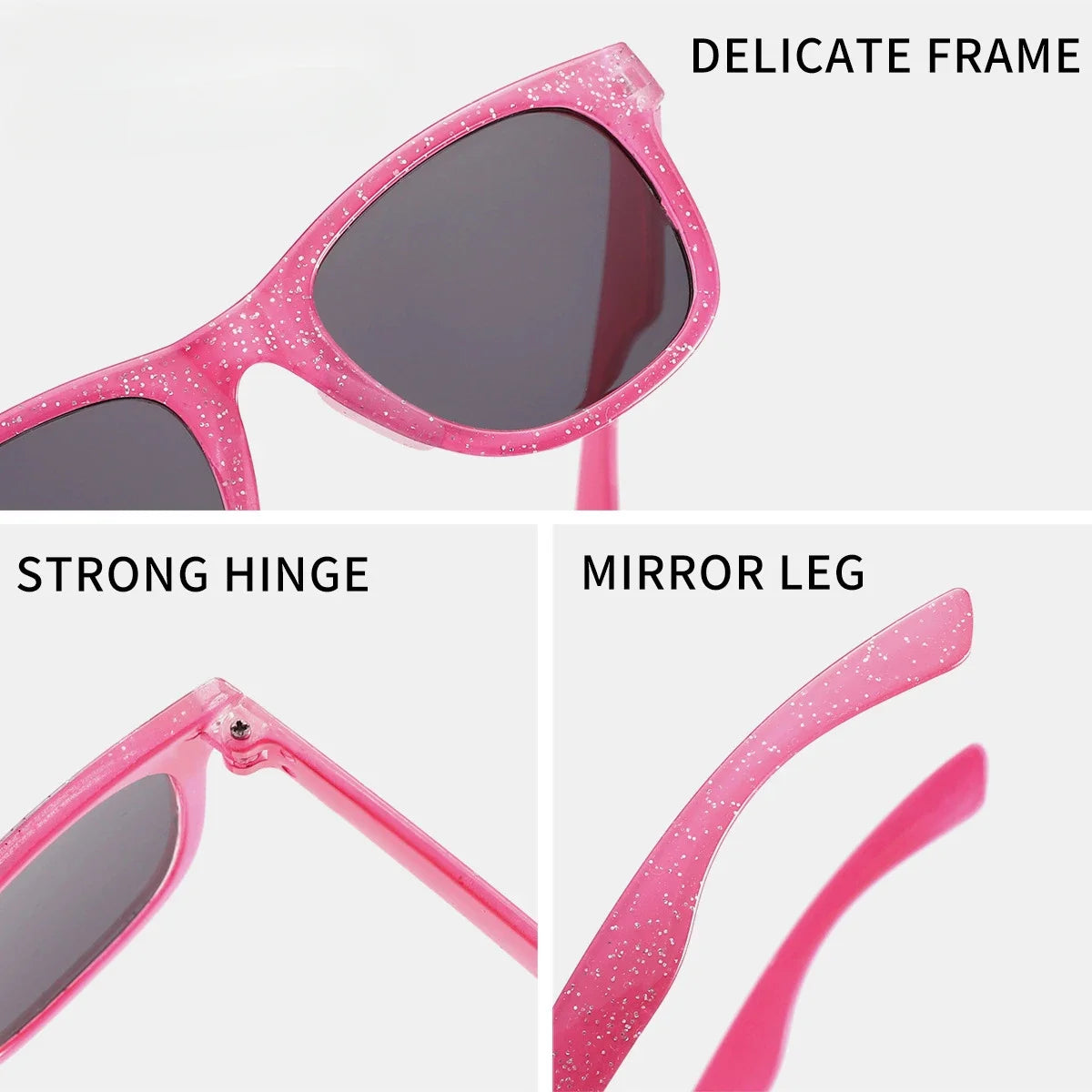 Kids Square Sunglasses - Colorful Shiny Fashion Eyewear for Girls, Trendy Cute Summer Sun Glasses