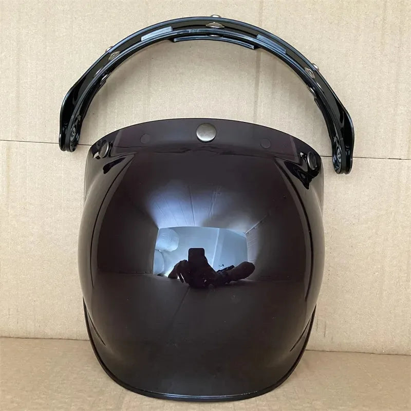 Open Face 3/4 Motorcycle Helmet Visor — Flip-Up Bubble PC Lens Windshield Shield for Casco Moto