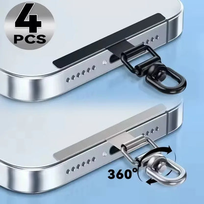 Upgraded 360° Rotatable Metal Phone Tether Tab Clip – Stainless Steel Cellphone Lanyard Patch Safety Connector (1–4 Pcs)