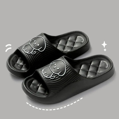 Cute Couple Pillow Slippers – Women’s Summer 2024 Non-Slip Indoor Bath Sandals with Thick EVA Sole