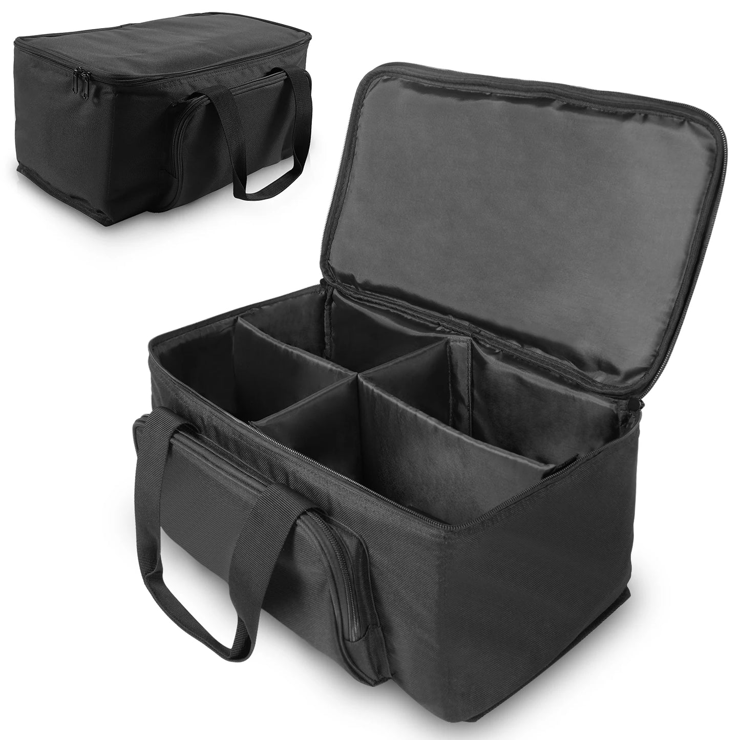 Yiflamefly Par Spotlight Storage Bag — Padded Case for 4 x 40x22x18cm Par Lights with Partition, Black