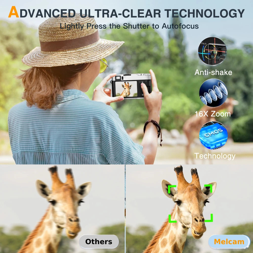 4K Digital Camera – Auto Focus, 48MP Vlogging Camera for YouTube, Anti-Shake Video, Viewfinder, Flash & 16X Zoom