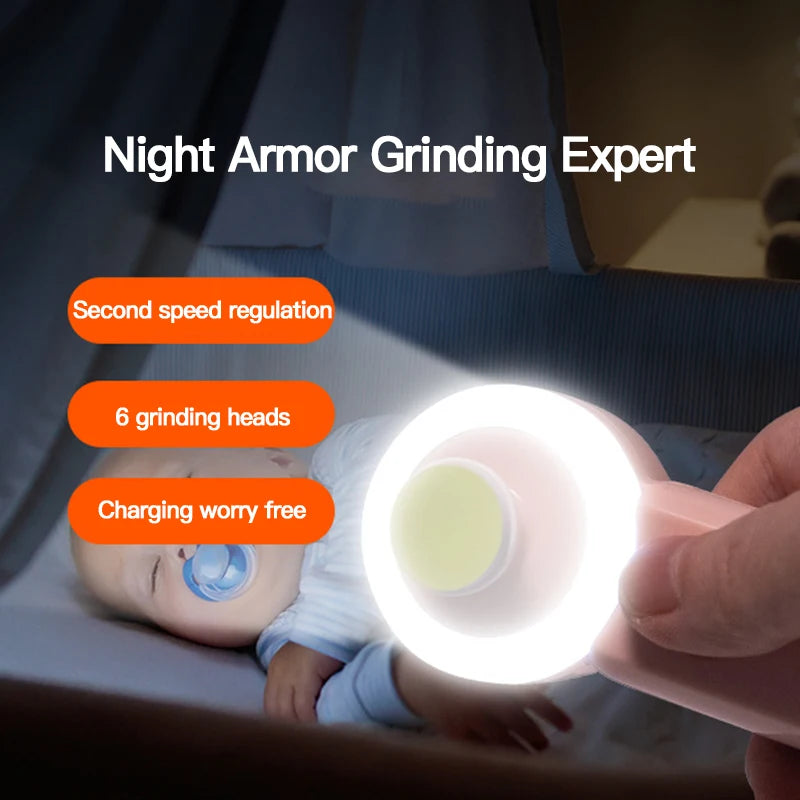 Rechargeable Luminous Newborn Electric Nail Clipper Set: Baby Anti-Clamping Scissors & Nail Grinder