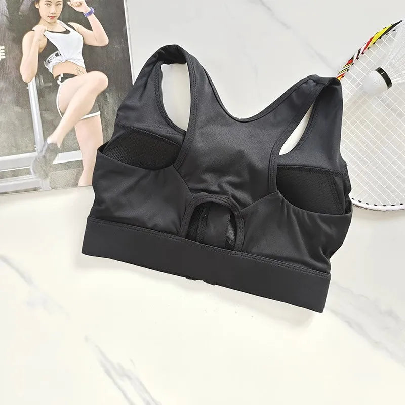 Women’s High Impact Front Zipper Sports Bra – Shockproof Quick Dry Yoga & Running Fitness Vest Gym Underwear Support Top