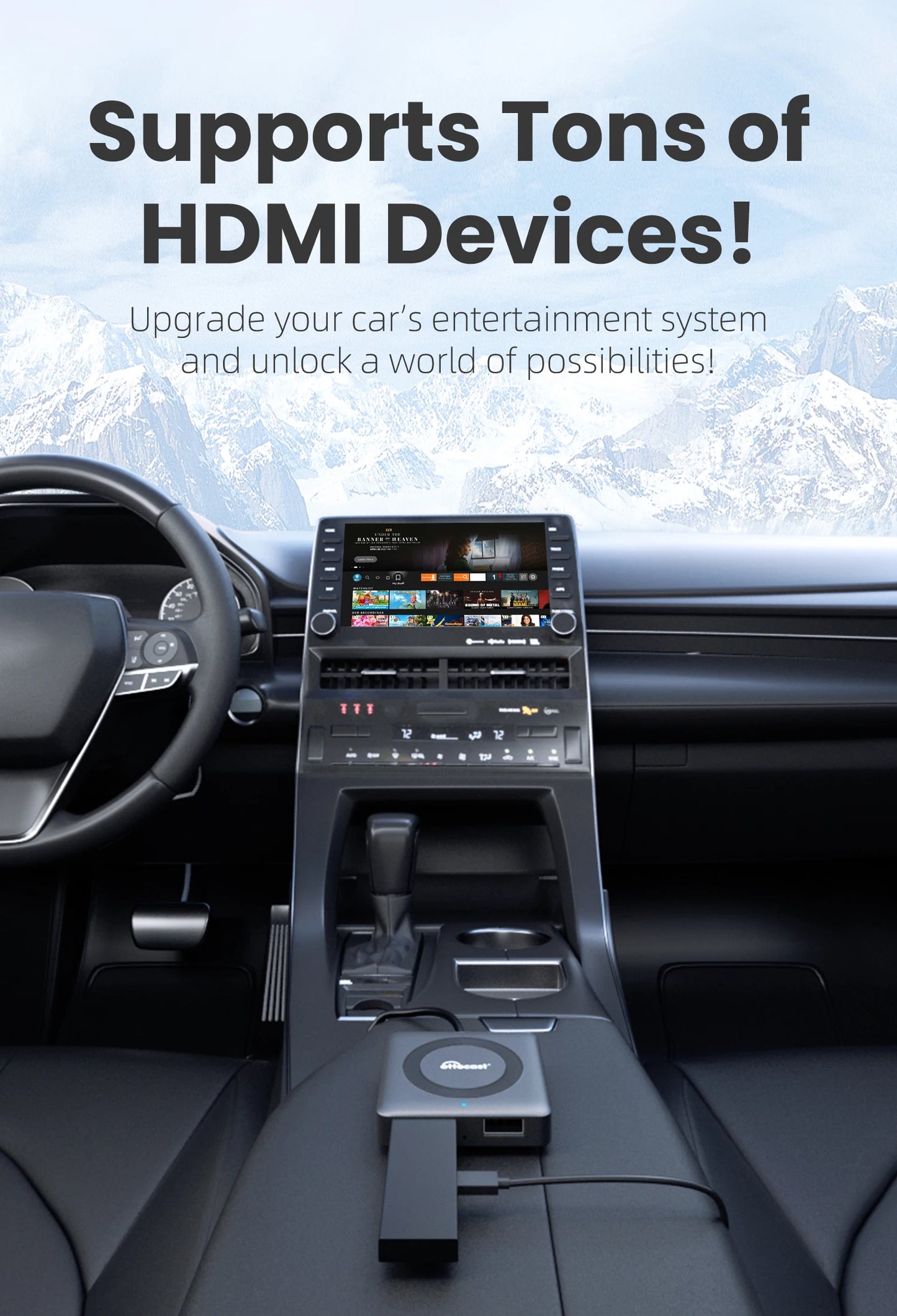 OTTOCAST Car TV Mate Adapter — Wired to Wireless CarPlay & Android Auto, HDMI Multimedia Video Converter for TV Sticks, Game Box, Phone