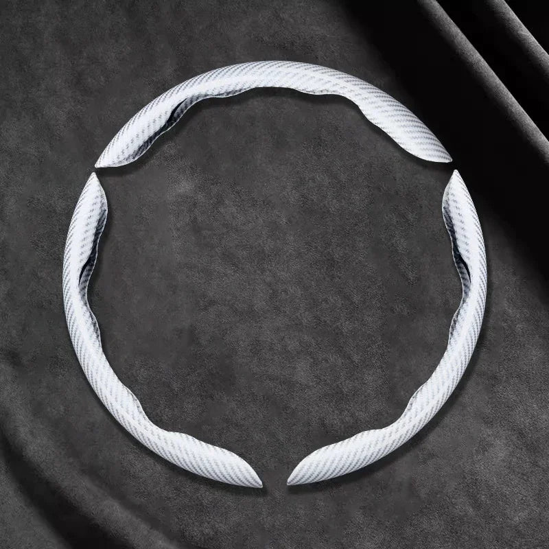 2/3PCS Universal Car Steering Wheel Cover — Laser Carbon Fiber, Silicone & 1K Microfiber Leather, Non-Slip PVC Booster