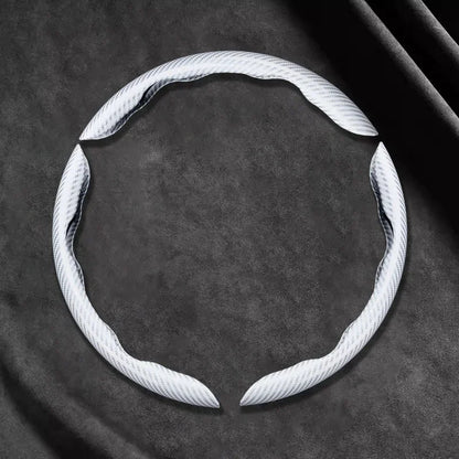 2/3PCS Universal Car Steering Wheel Cover — Laser Carbon Fiber, Silicone & 1K Microfiber Leather, Non-Slip PVC Booster