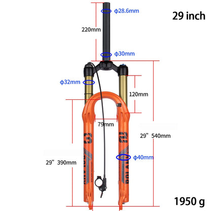 BOLANY Mountain Bike Fork – 29 Inch MTB Air Suspension, Shock Absorbing Fork for Downhill & MTB Bikes