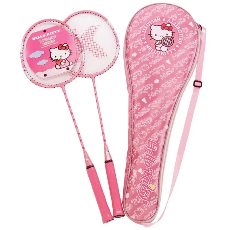 Hello Kitty Kawaii Anime Badminton Racket Set – Ultra-Light Durable Double Rackets, Cute Sports Gift