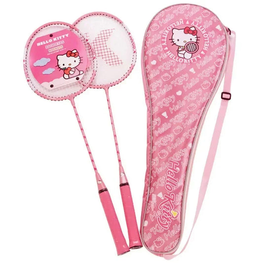 Hello Kitty Kawaii Anime Badminton Racket Set – Ultra-Light Durable Double Rackets, Cute Sports Gift
