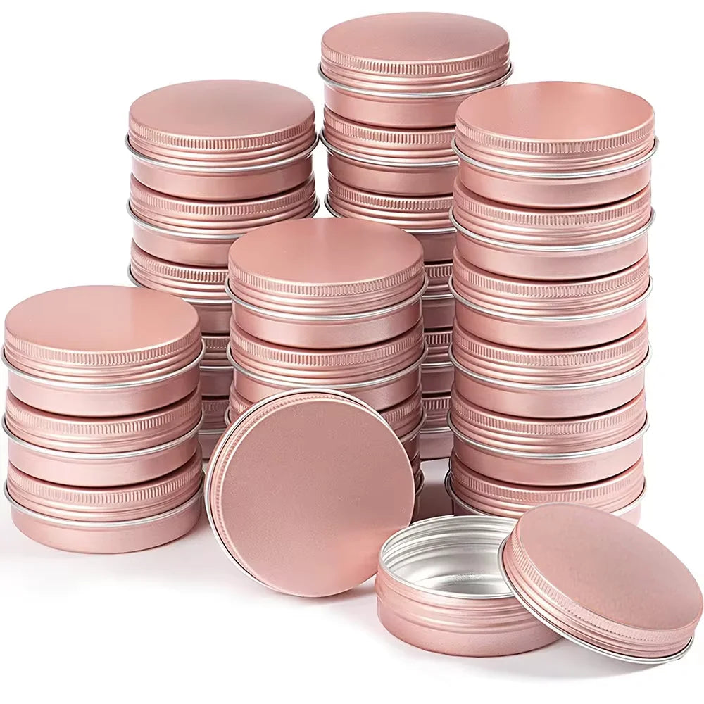 50PCS Aluminum Tin Jars – 5g to 100g Metal Containers for Cosmetic Creams, Lip Balm & Face Care