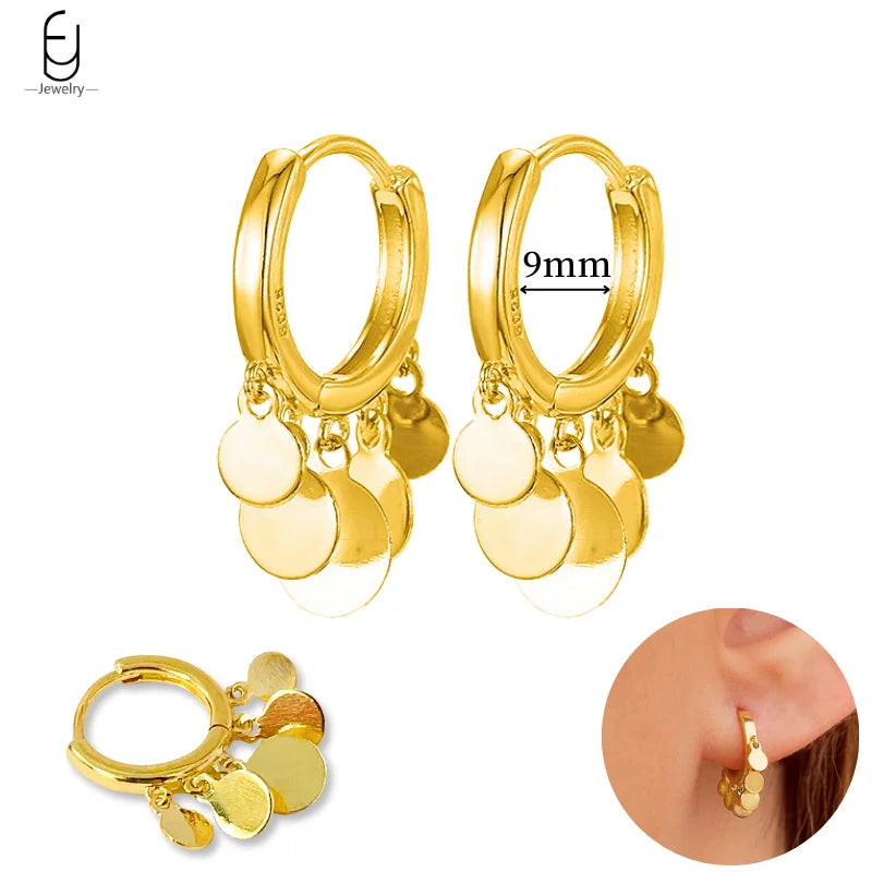 925 Sterling Silver Gold Tassel Earrings - Vintage Crystal Long Chain Hoop Jewelry for Women